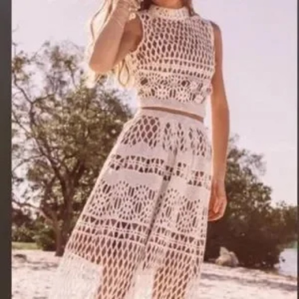 Free People Ministry Of Style Demure Set Crop Top & MIDI Skirt White Lace, 6 - Picture 7 of 16